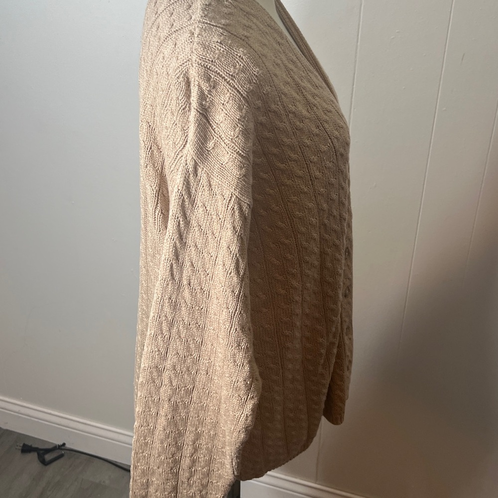 NWOT Charter Club Woven Beige  Sweater Cardigan VNeck Button Down Size Large - Picture 9 of 11